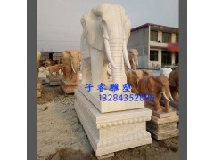 曲阳石雕厂家定做汉白玉大象雕塑，