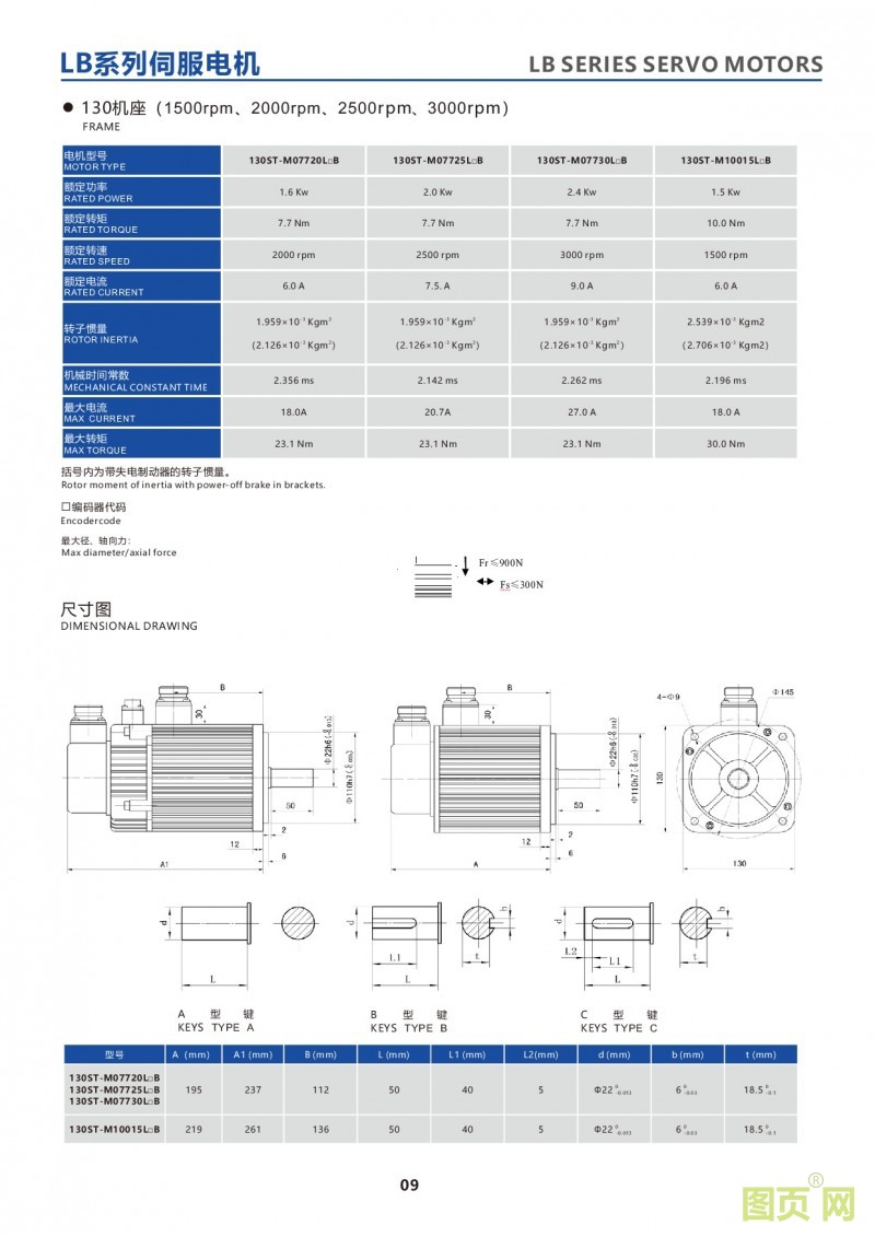 7-LB series 130ST servo motor华大伺服马达130ST电机参数及尺寸