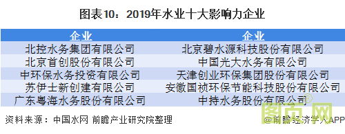 图表10：2019年水业十大影响力企业