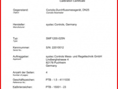 西斯特科氏质量流量计通过德国PTB检定认证